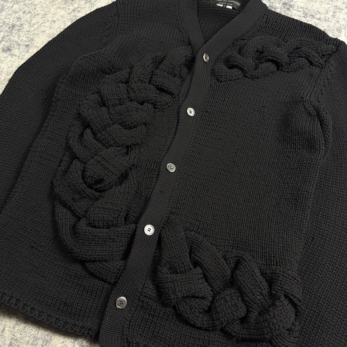 COMME DES GARÇONS HOMME PLUS Braided V-Neck ‘Black’ Cardigan