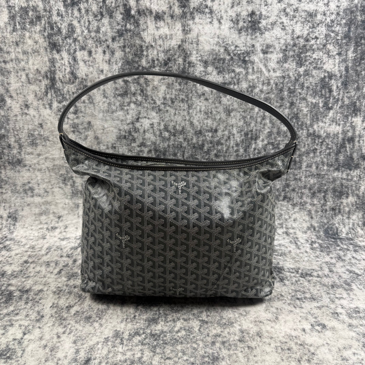Goyard Grey Goyardine Canvas Hobo Shoulder Bag