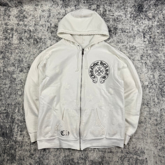 Chrome Hearts Vintage Horseshoe ‘White’ Zip Hoodie