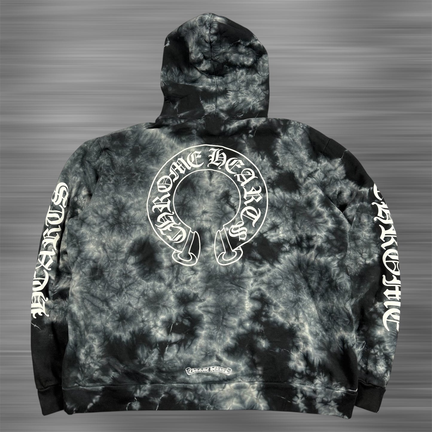 Chrome Hearts Tie-Dye ‘Black&White’ Horseshoe Hoodie