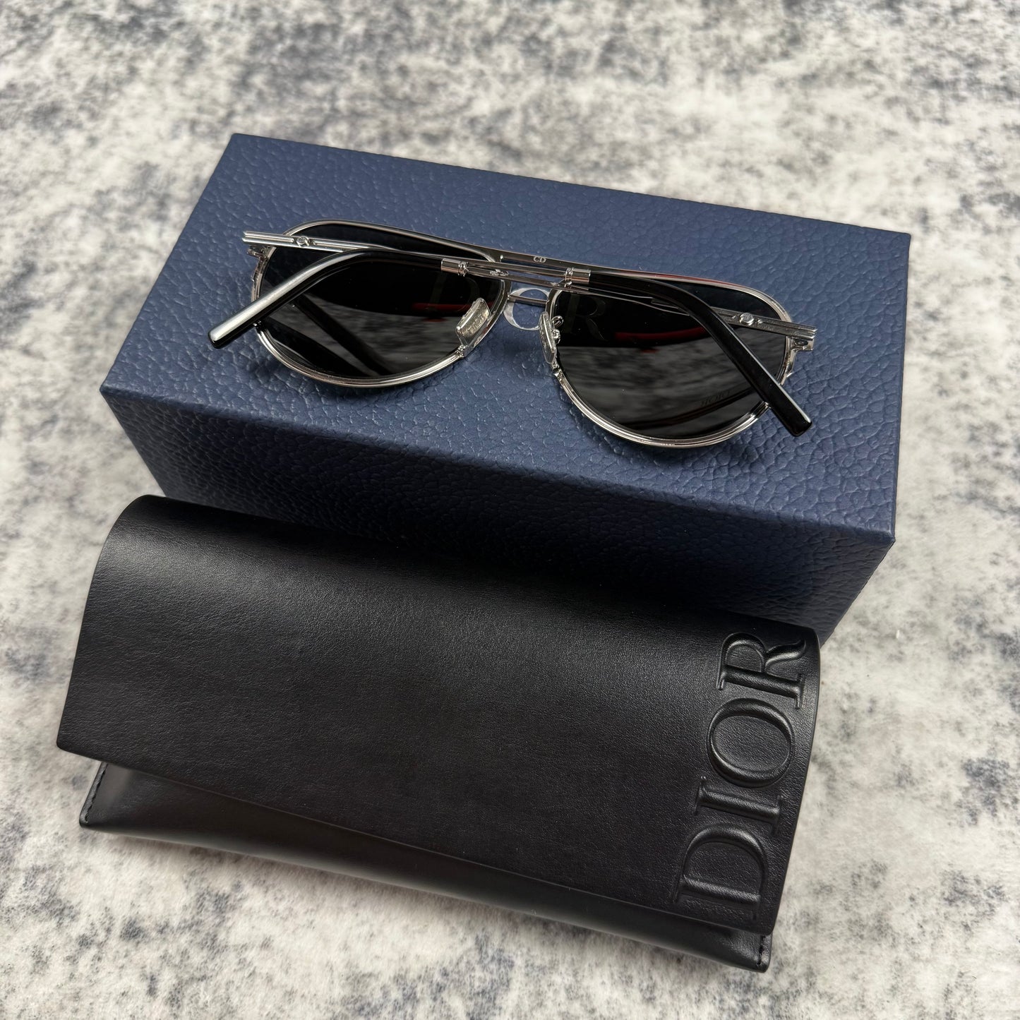 Dior Aviator Sunglasses Oblique Monogram Lens Silver
