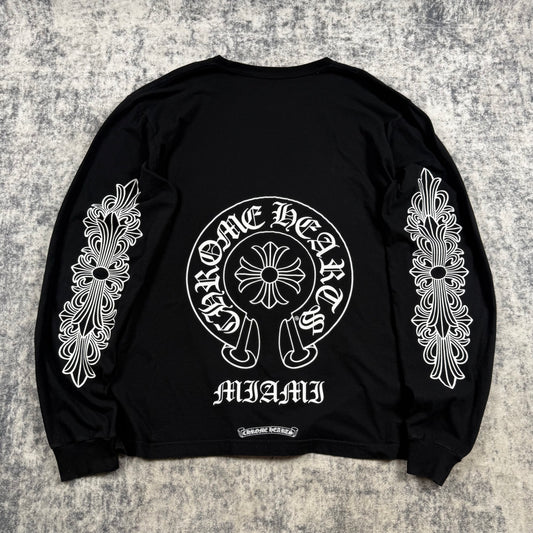 Chrome Hearts Miami Exclusive Horseshoe Floral ‘Black’ Long Sleeve
