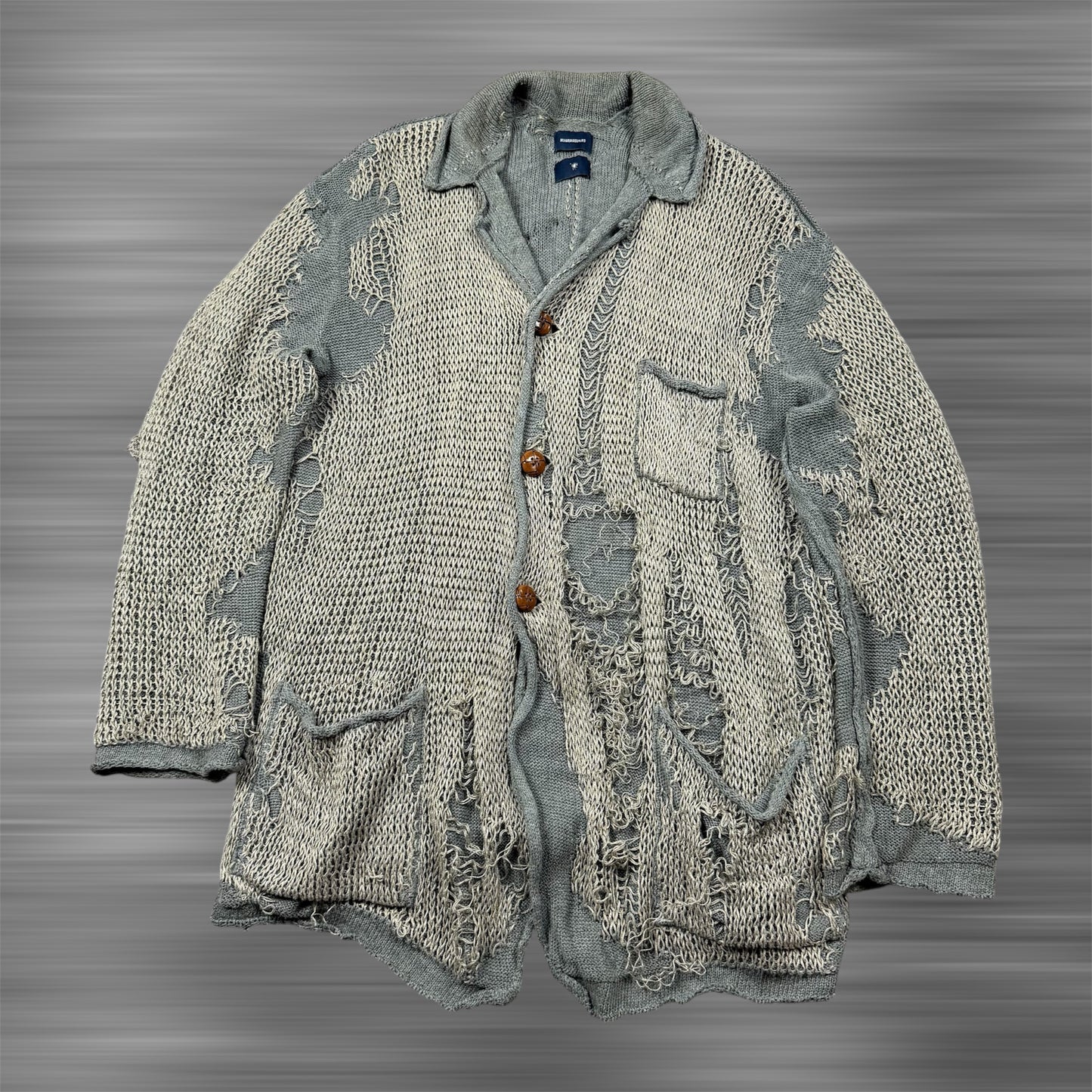 MIHARA YASUHIRO DISTRESSED CARDIGAN Gray