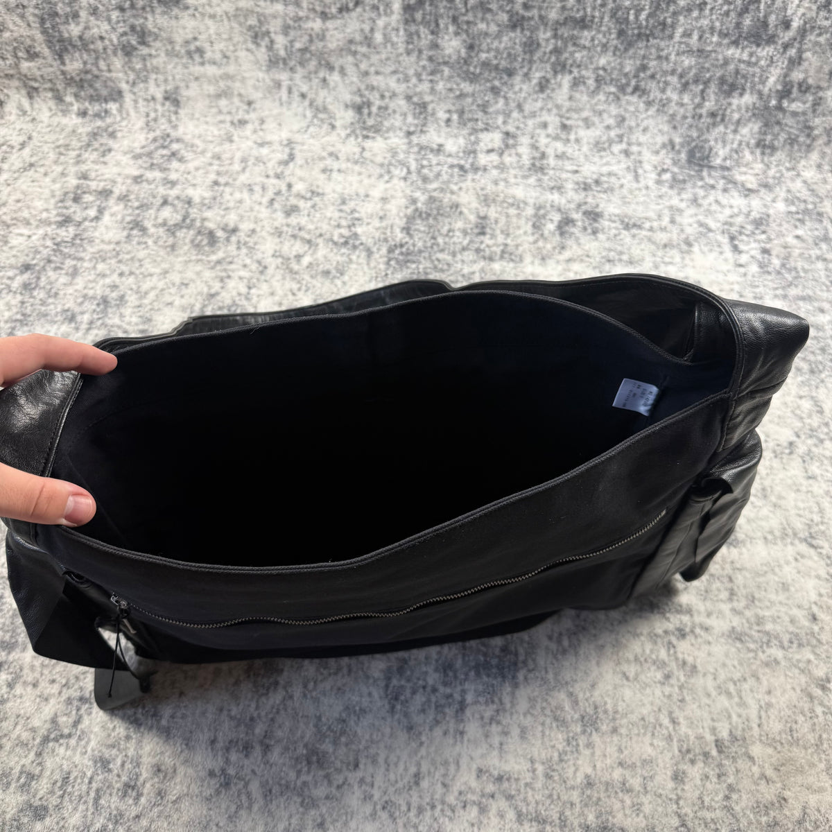 Yasuyuki Ishii Oversized Black Leather Messenger Shoulder Bag