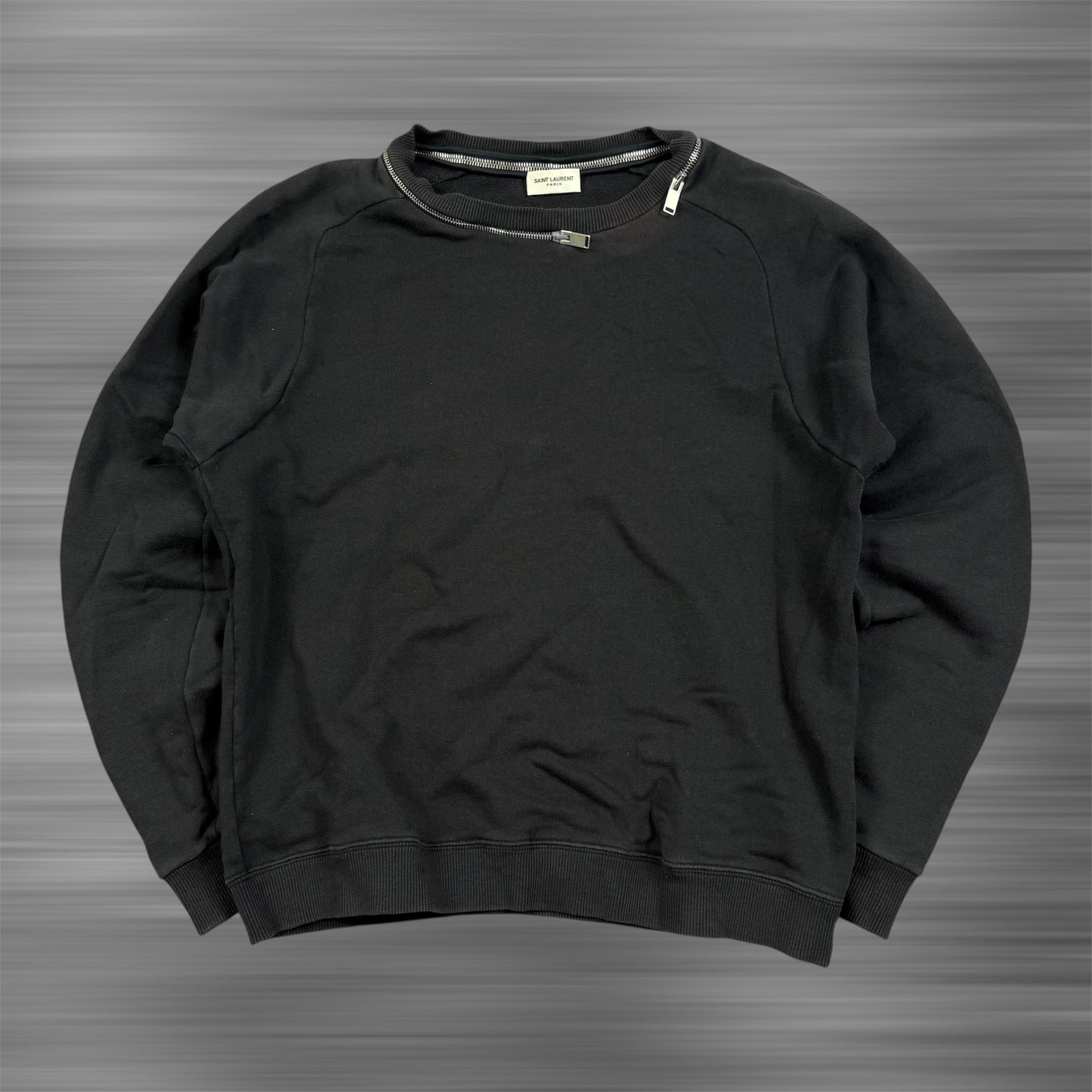 Saint Laurent collar zip black sweatshirt by Hedi Slimane