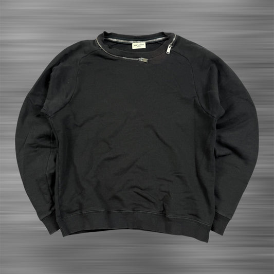 Saint Laurent collar zip black sweatshirt by Hedi Slimane