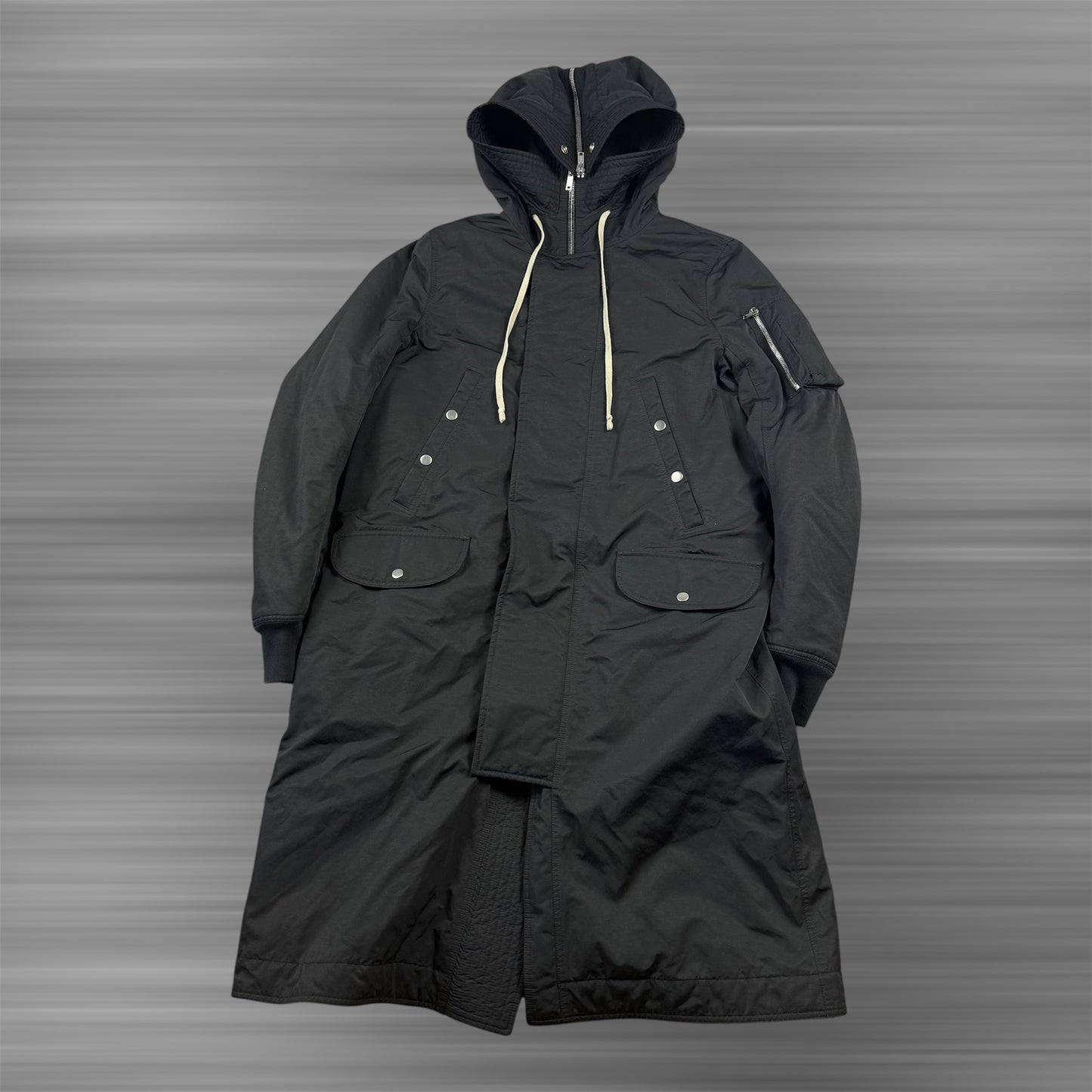 Rick Owens DRKSHDHW Black Hooded Long Heavy Parka