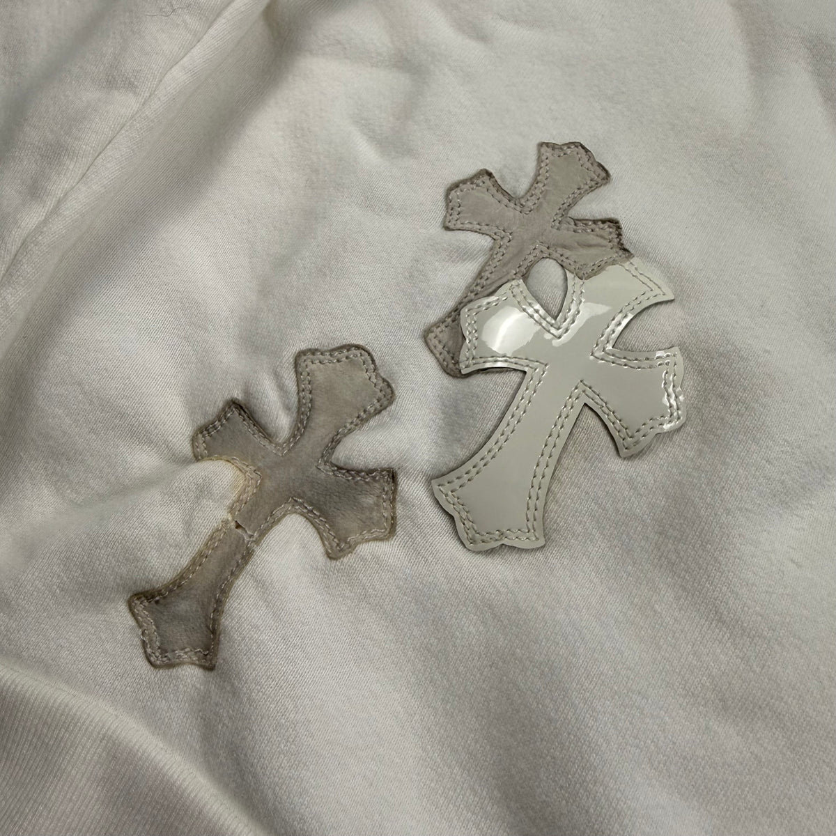 Chrome Hearts Leather Cross Patch ‘White’ Crewneck