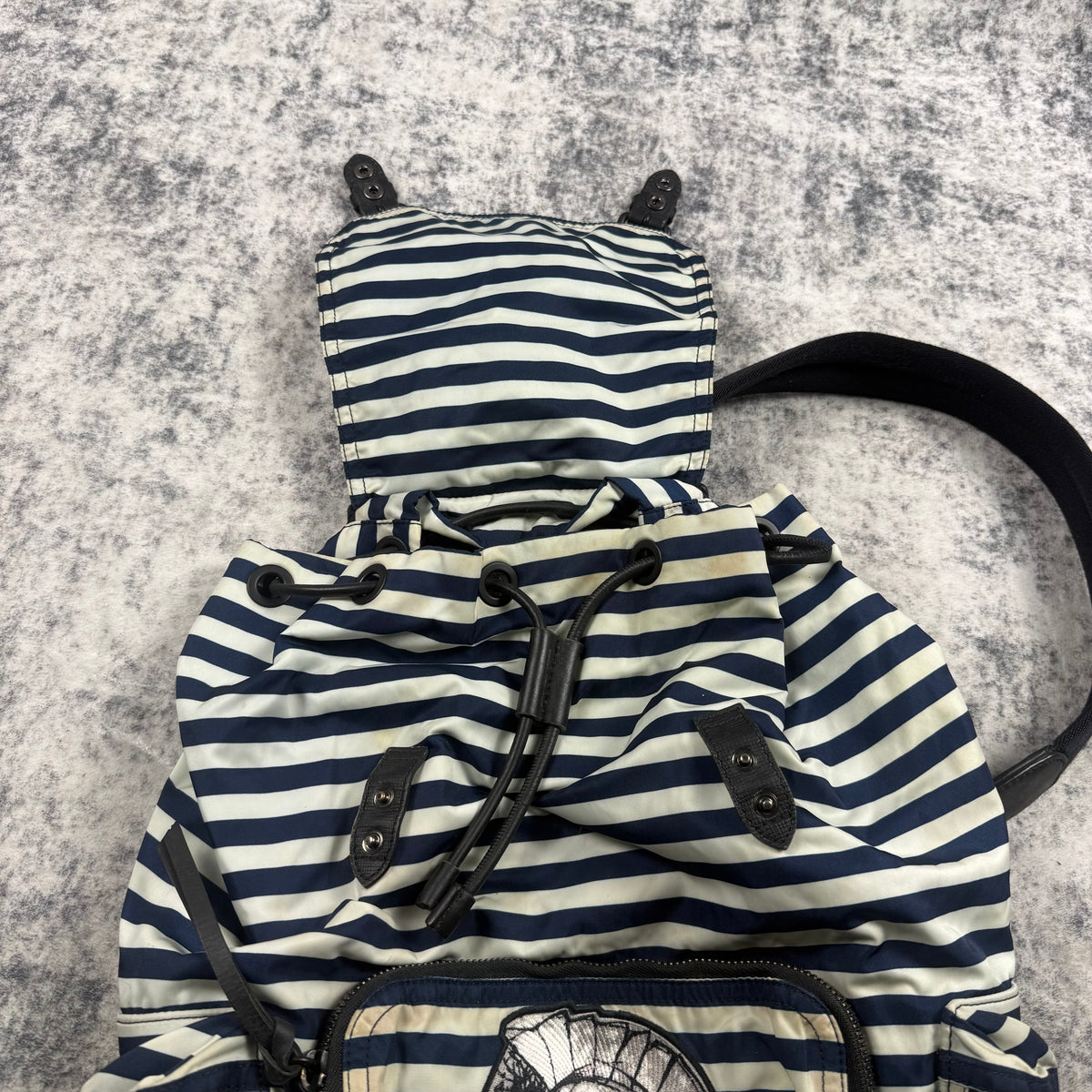 Burberry Striped Knight Embroidered Nylon Backpack