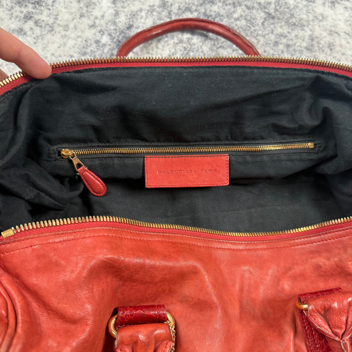 Balenciaga 2000s Whistle Red Leather Duffle Bag