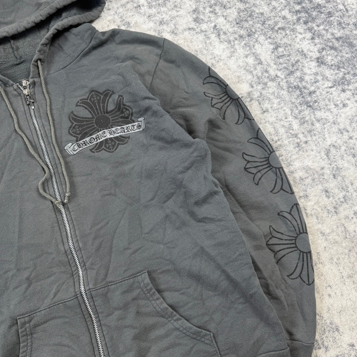 Chrome Hearts Vintage Horseshoe Cross ‘Gray’ Zip Up Hoodie