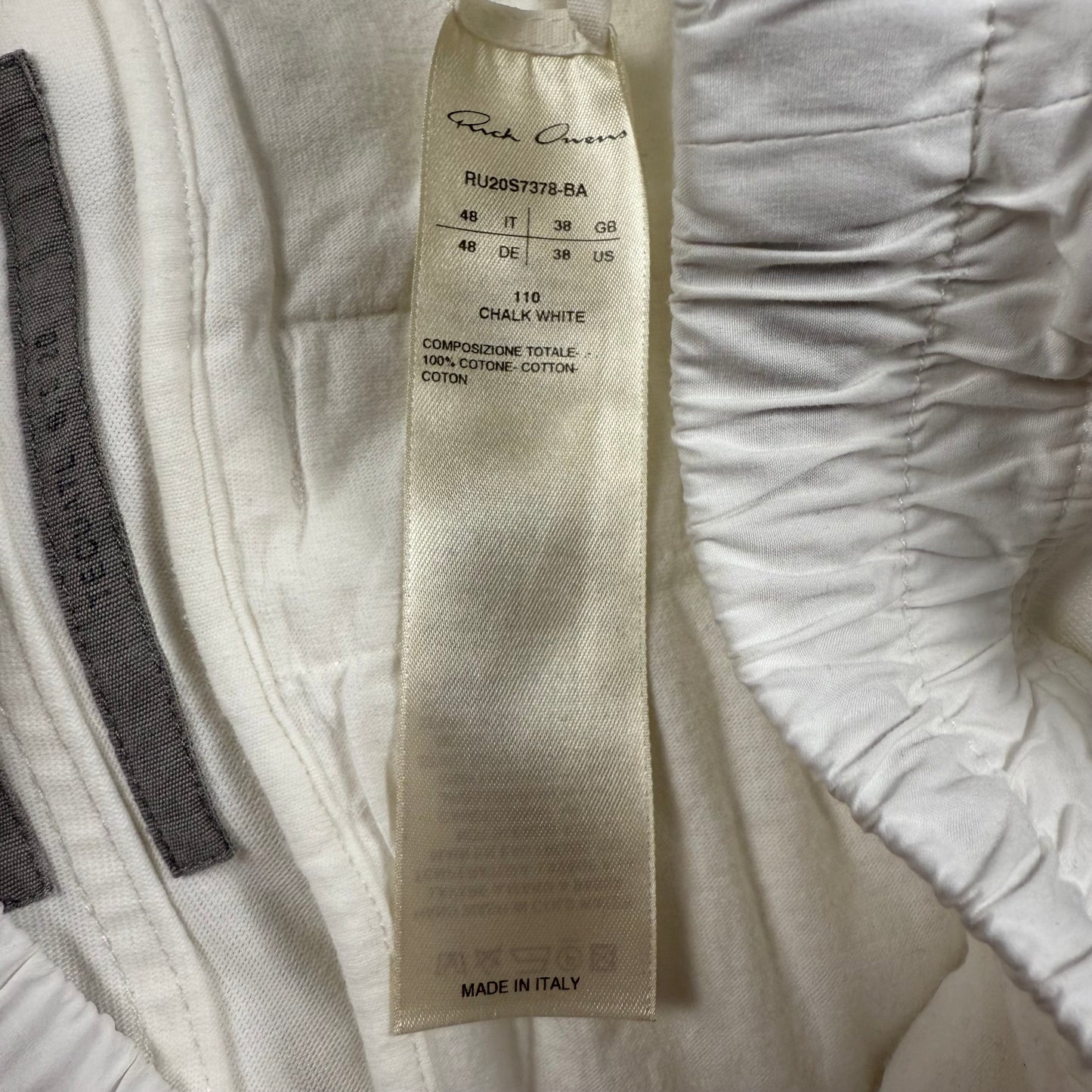 Rick Owens SS20 Tecuatl Side Zip ‘White’ Sweatpants