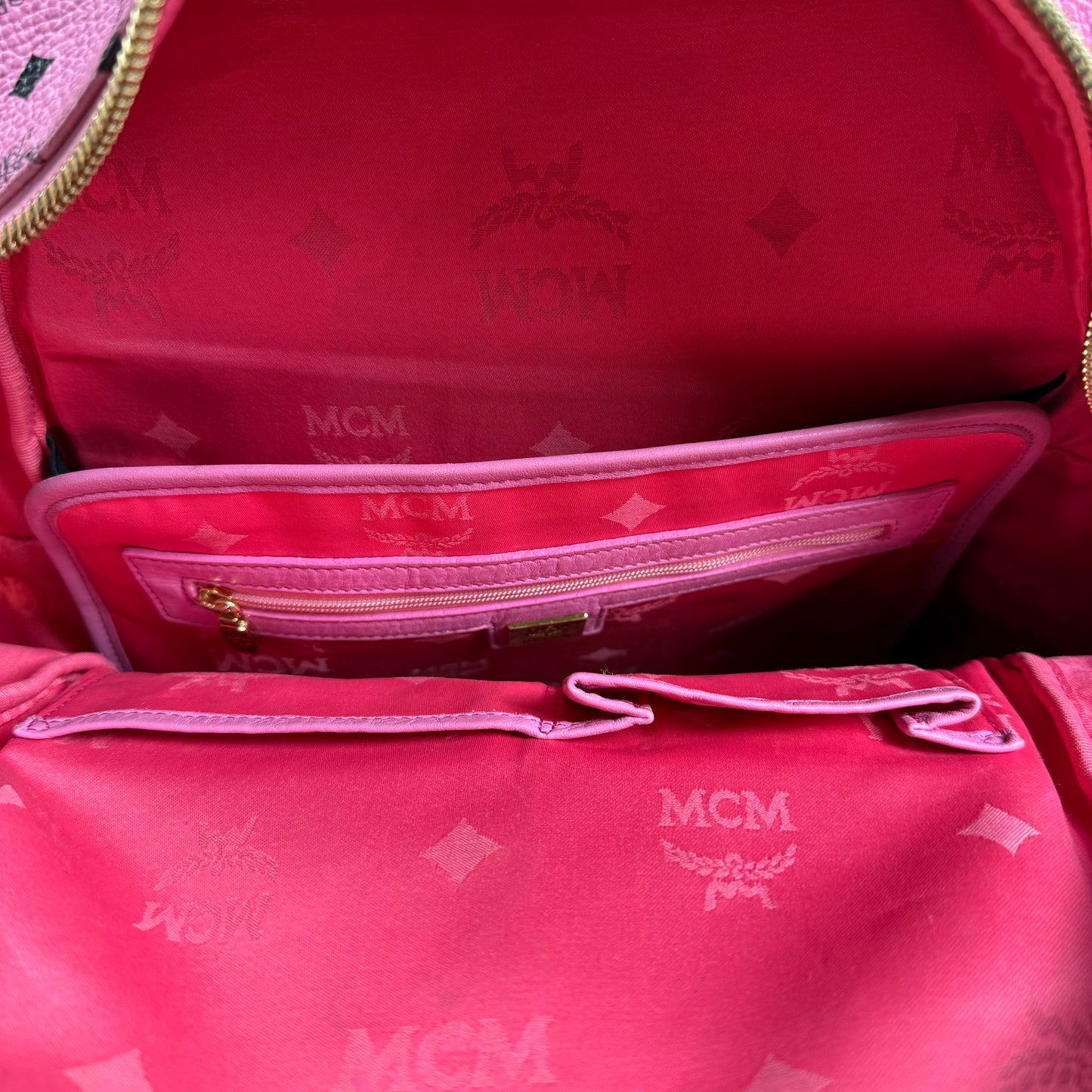 MCM Visetos ‘Pink’ Studs Backpack