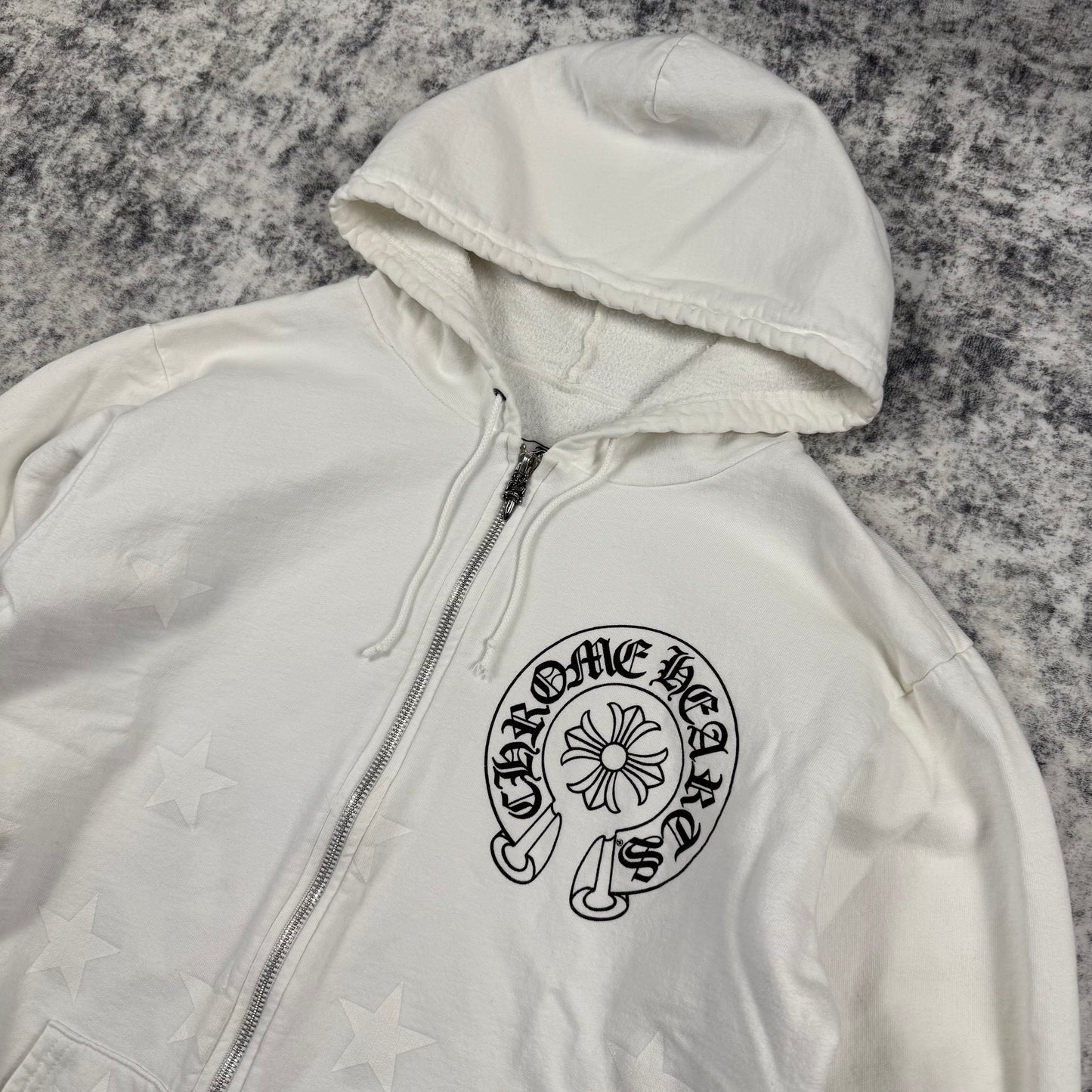 Chrome Hearts Vintage Horseshoe ‘White’ Zip Hoodie