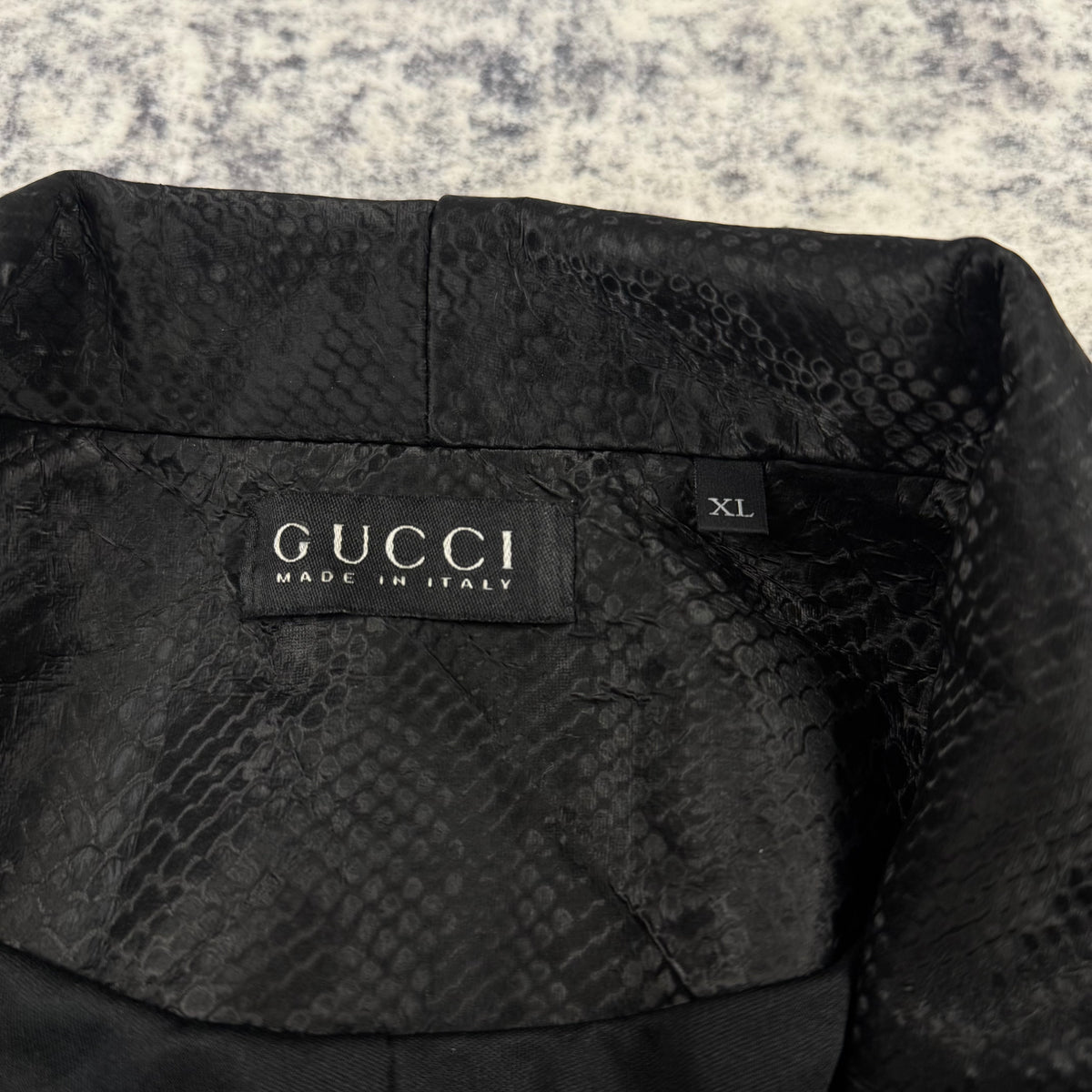 Gucci Vintage Black Snakeskin-Effect Textured Blazer
