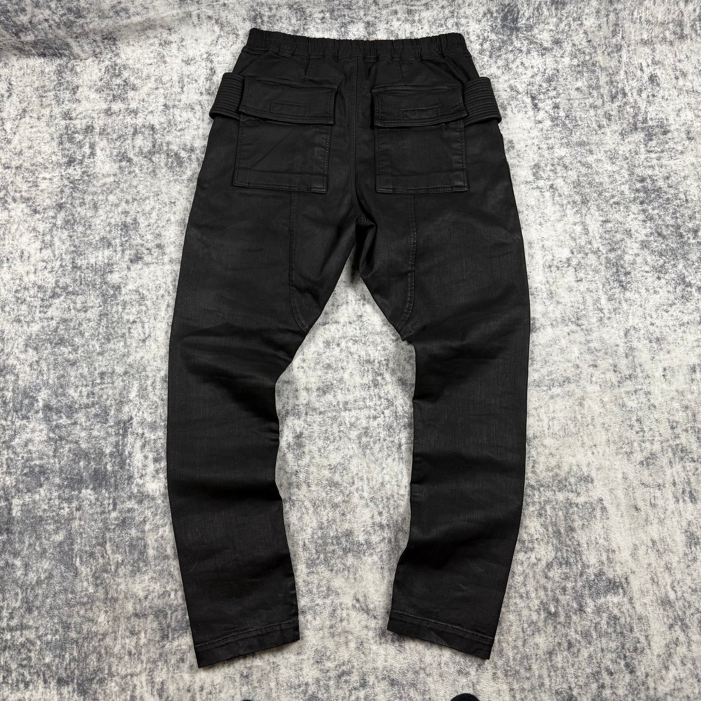 Rick Owens DRKSHDW Waxed Black ‘Creatch’ Cargo Pants