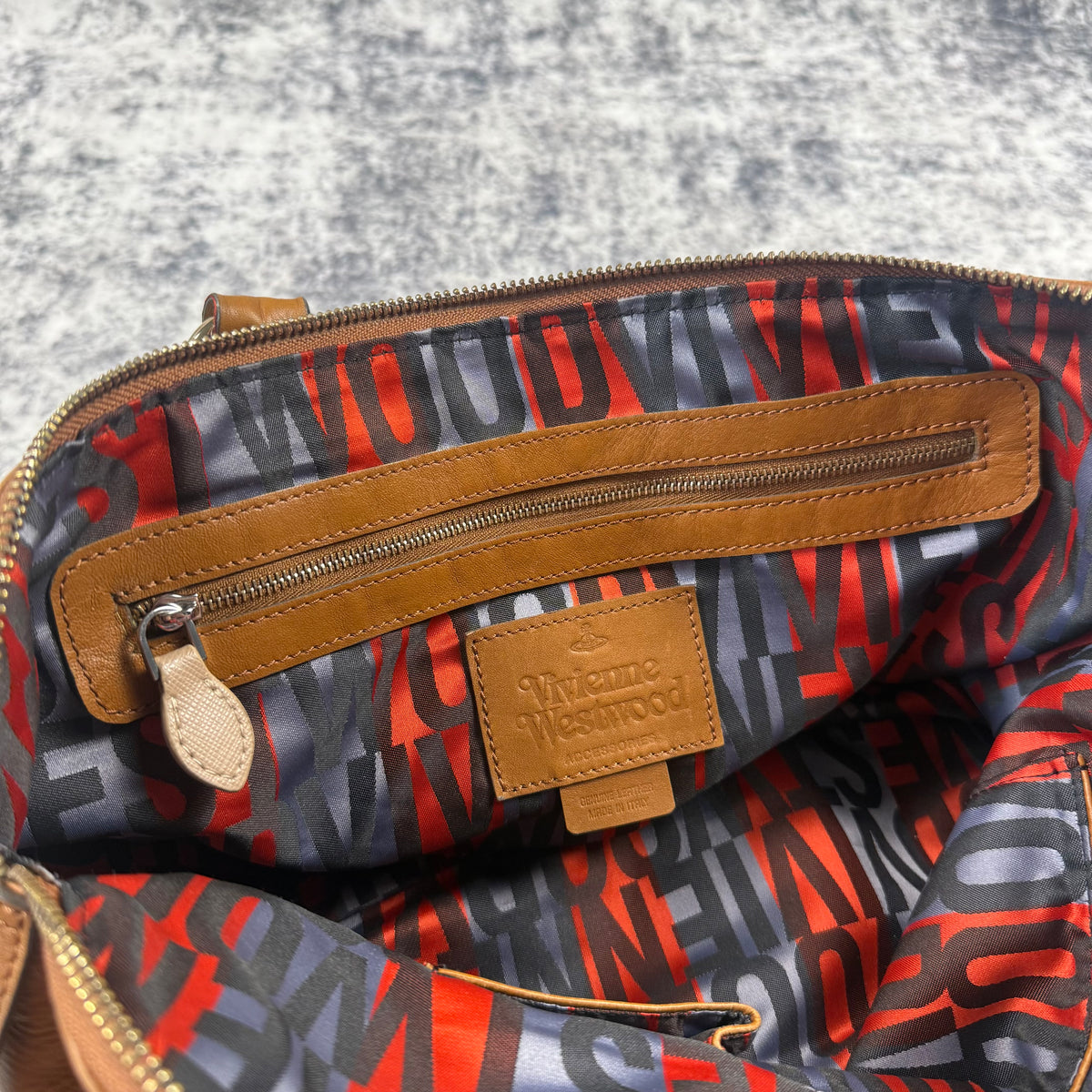 Vivienne Westwood Vintage Perforated Orb Leather Handbag