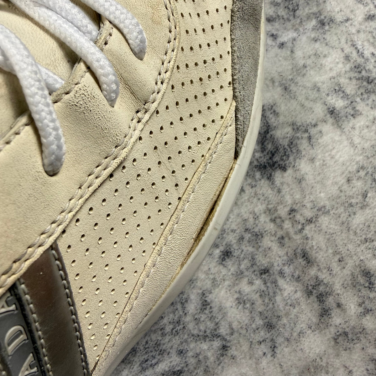 Vintage 2000s Prada Sport Cream & Grey Leather Sneakers