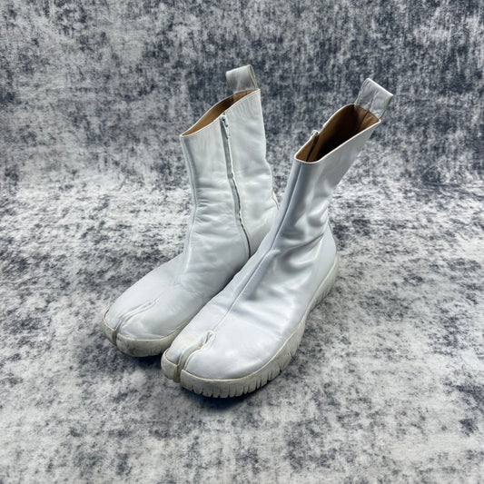 Maison Margiela SS17 White Leather Tabi High-Top Boots
