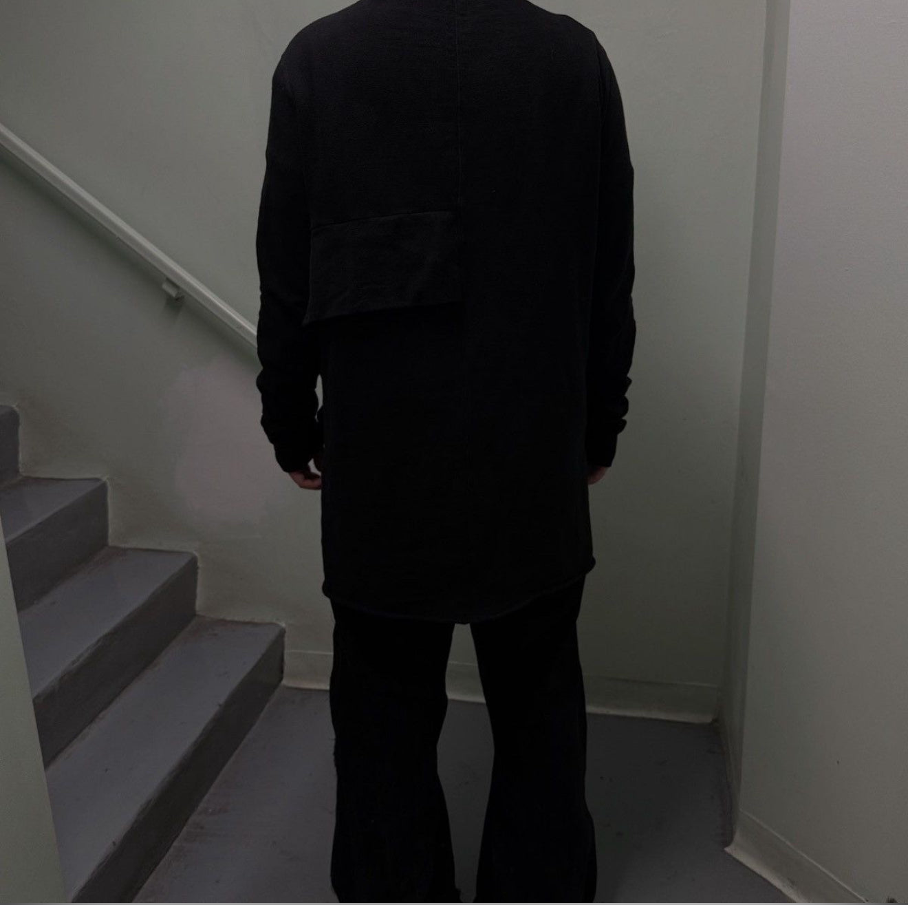 Rick Owens DRKSHDW Black Sweater Geometric Lines Layerd