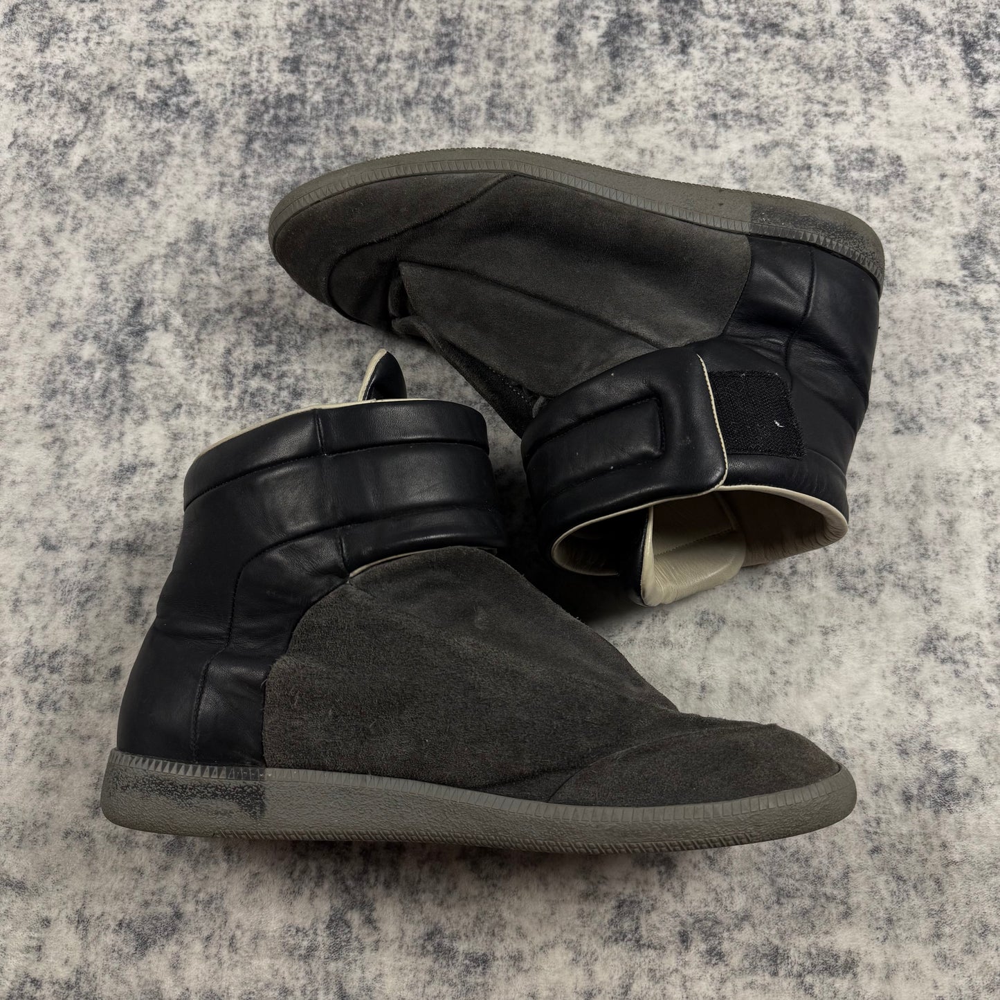 Maison Margiela Future High Top Suede Black Two Tone Shoes