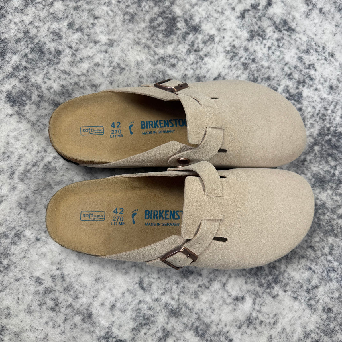 Birkenstock Boston Soft Footbed Suede Leather Taupe Clogs