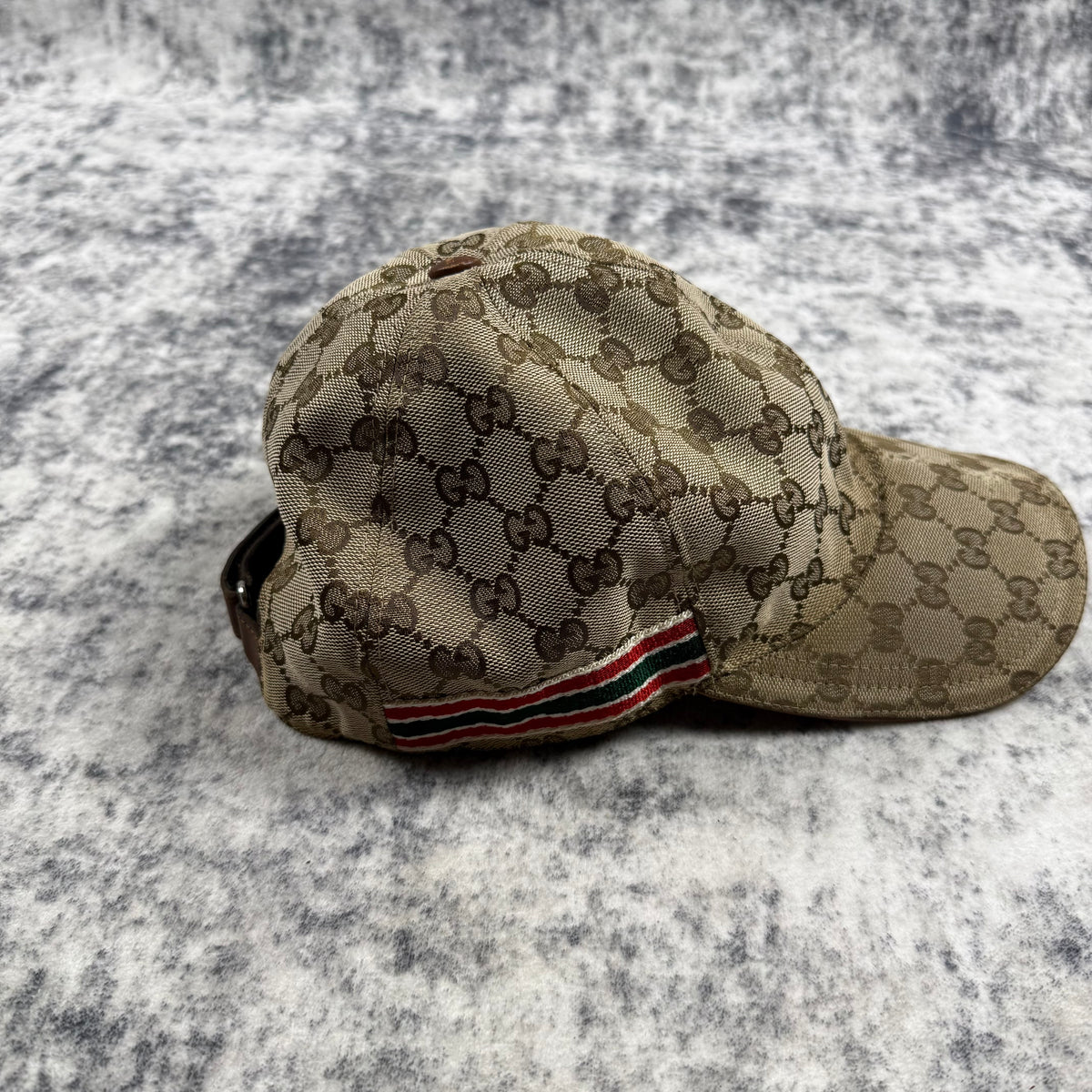 Gucci Vintage GG Monogram Web Stripe Baseball Cap