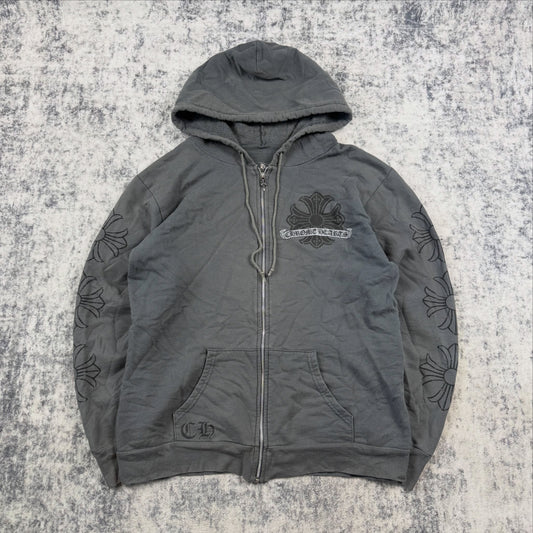 Chrome Hearts Vintage Horseshoe Cross ‘Gray’ Zip Up Hoodie