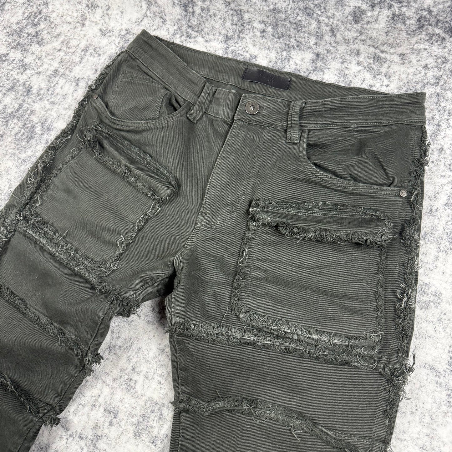 KDNK Distressed Flared ‘Green’ Jeans