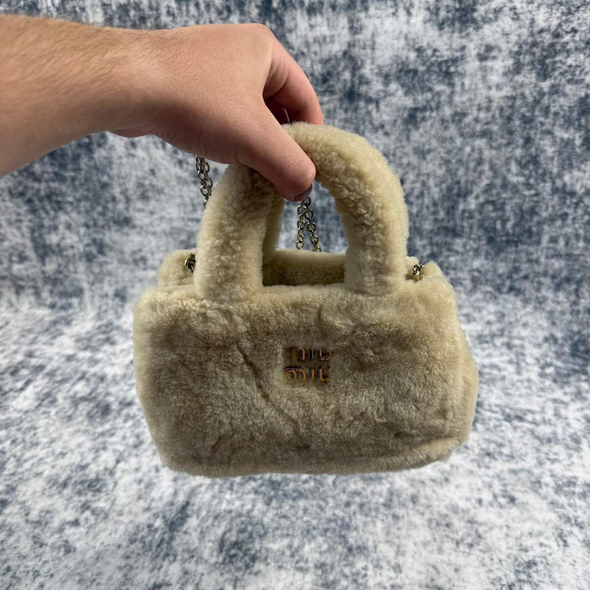 Miu Miu Cream Shearling Fur Handbag