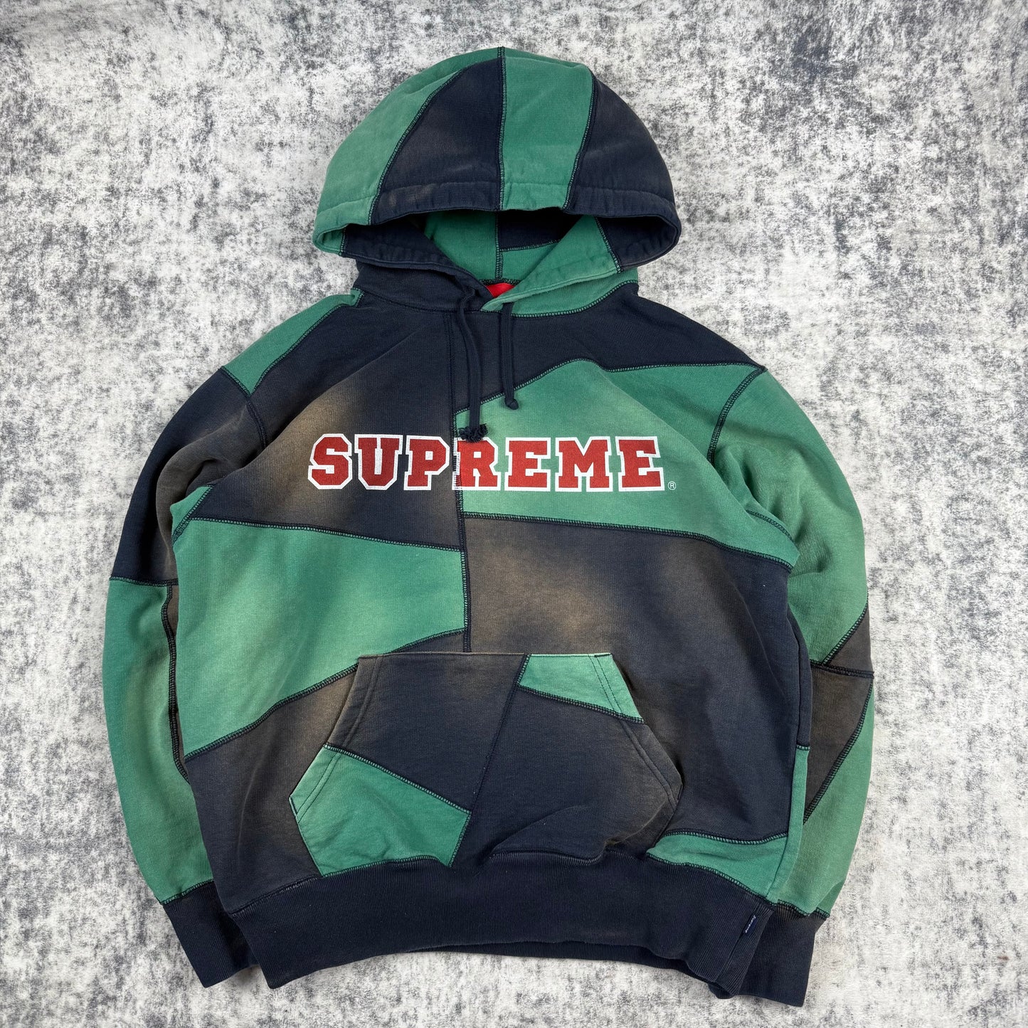 Supreme FW20 Patchwork ‘Green/Navy’ Hoodie
