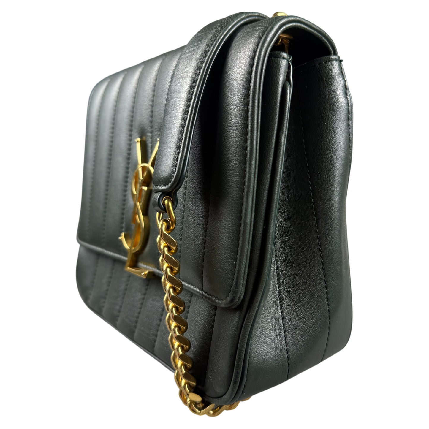 SAINT LAURENT 2018 Small Lambskin Vicky Chain ‘Green’ Crossbody Bag
