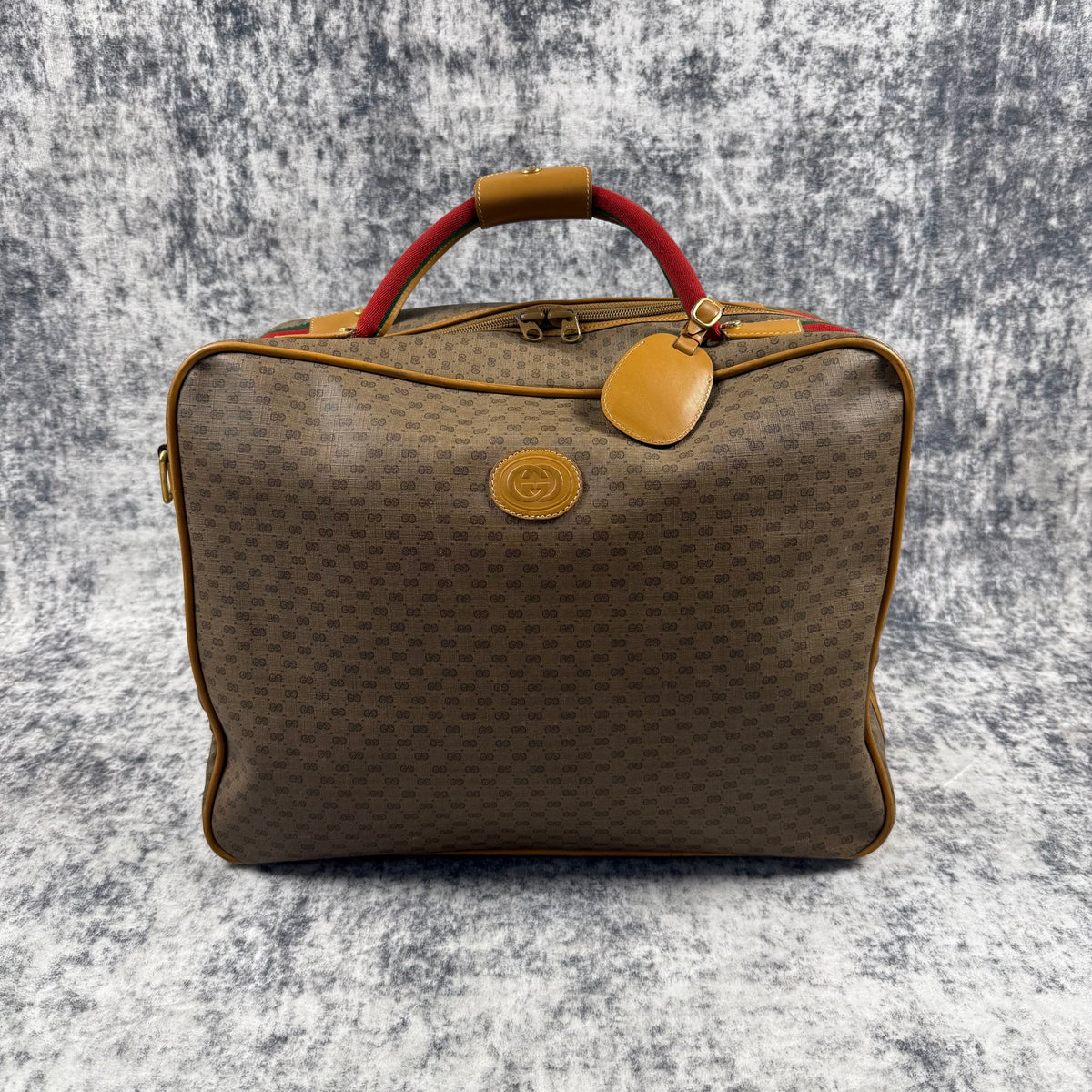 Gucci Vintage Micro GG Monogram Web Stripe Travel Suitcase