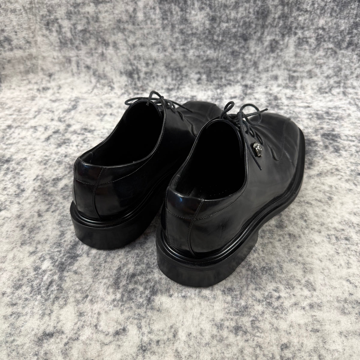Vintage Gianni Versace Black Leather Medusa Derby Shoes