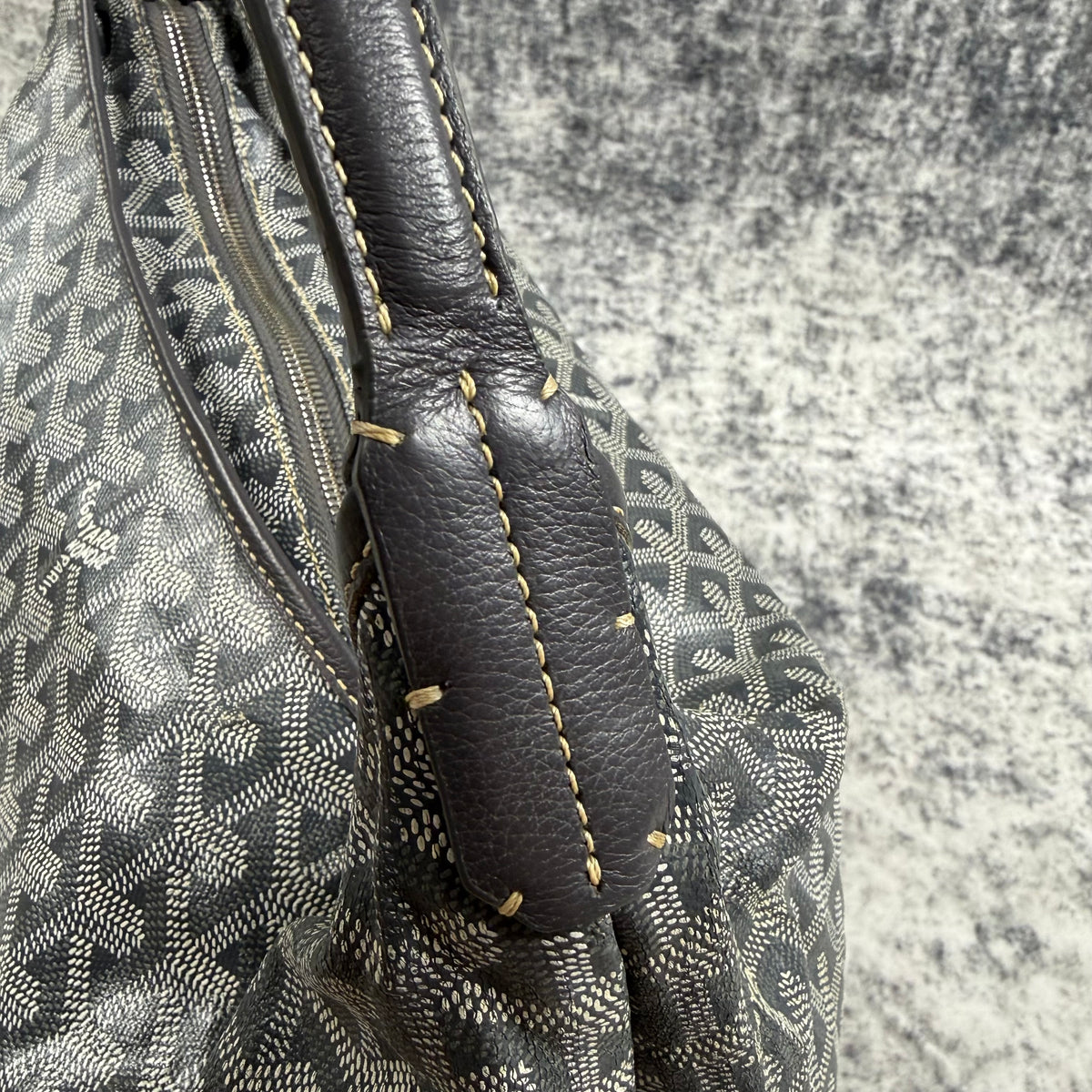 Goyard Grey Goyardine Canvas Hobo Shoulder Bag