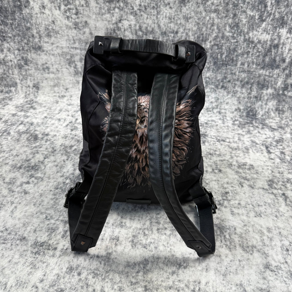 Valentino 2010s Garavani Wolf Print Rockstud Backpack