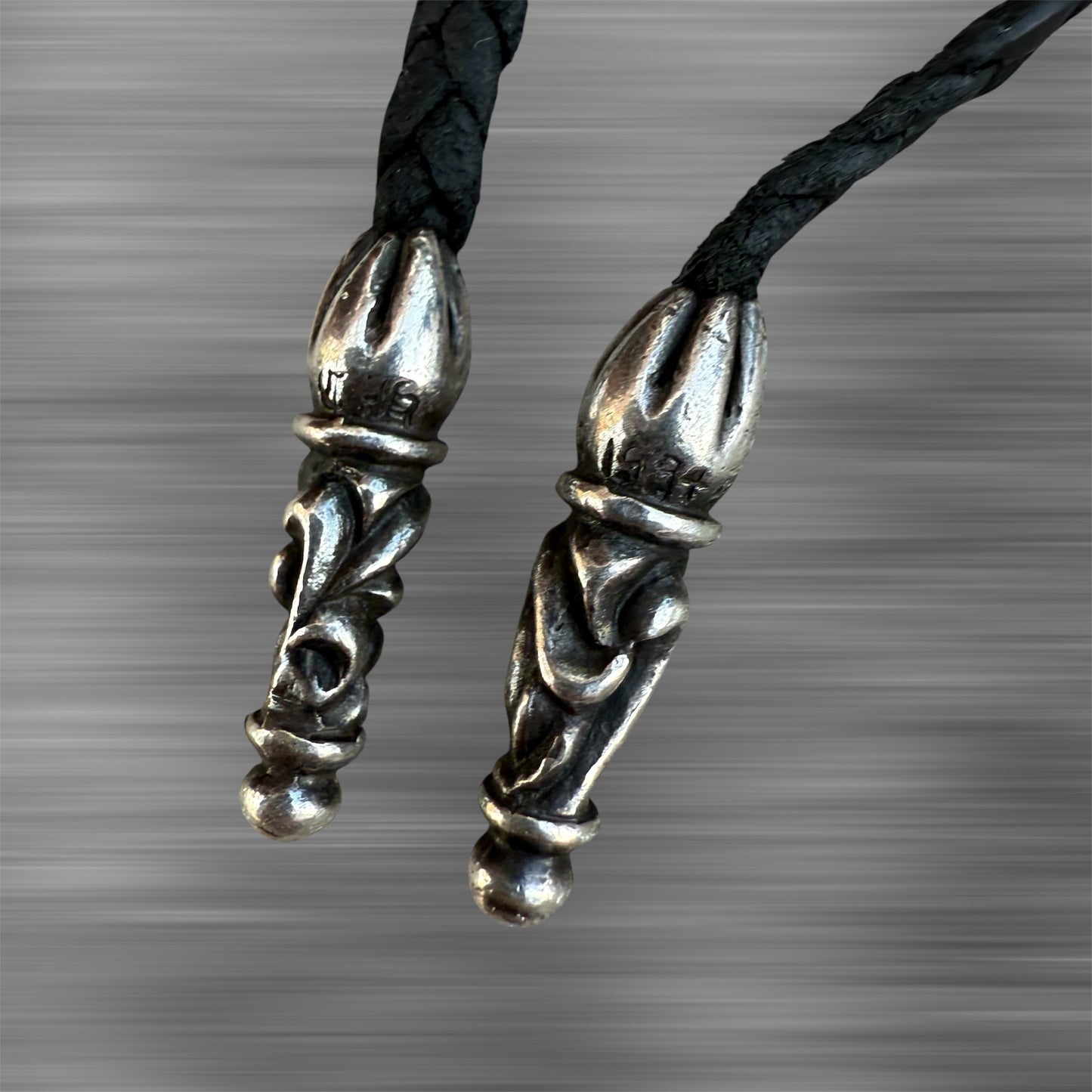 Chrome Hearts Fleur Pendant + Leather Necklace Combo