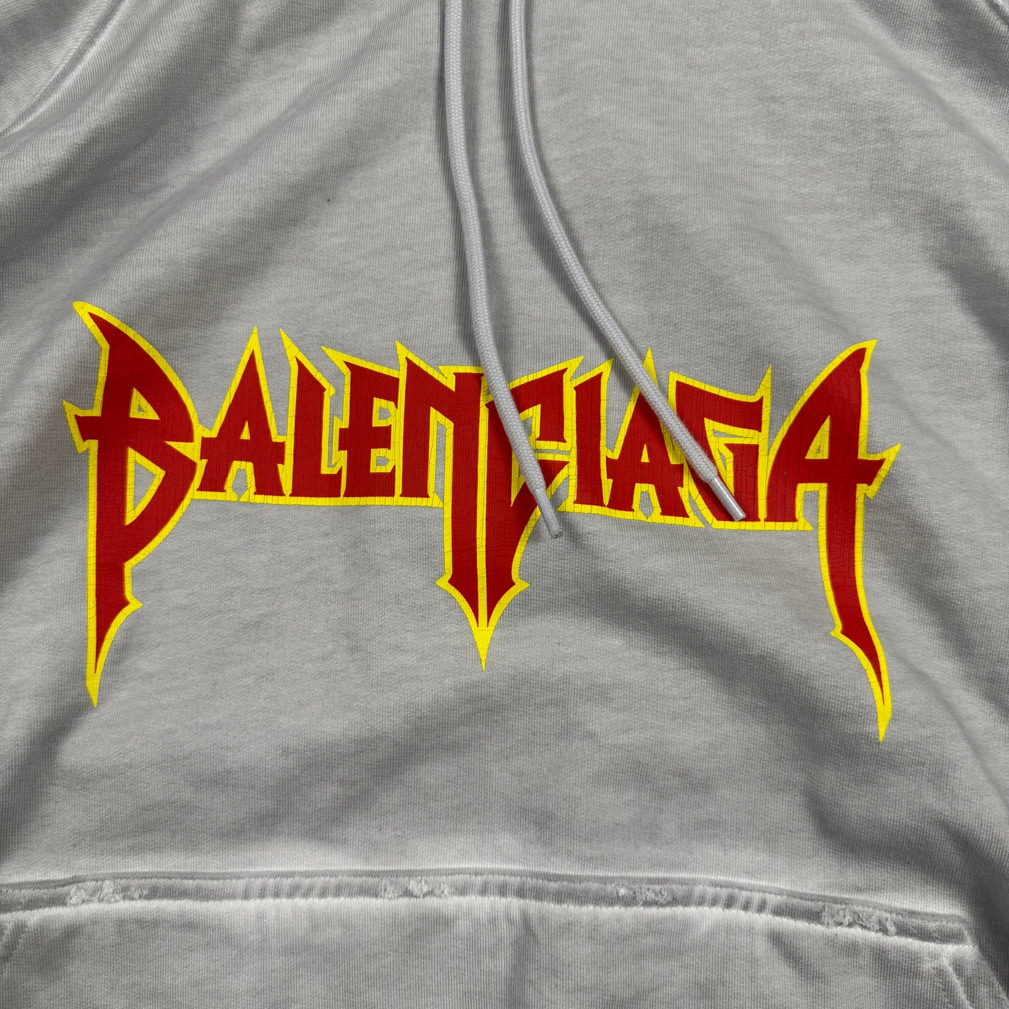 Balenciaga Metal Logo Distressed ‘White’ Hoodie