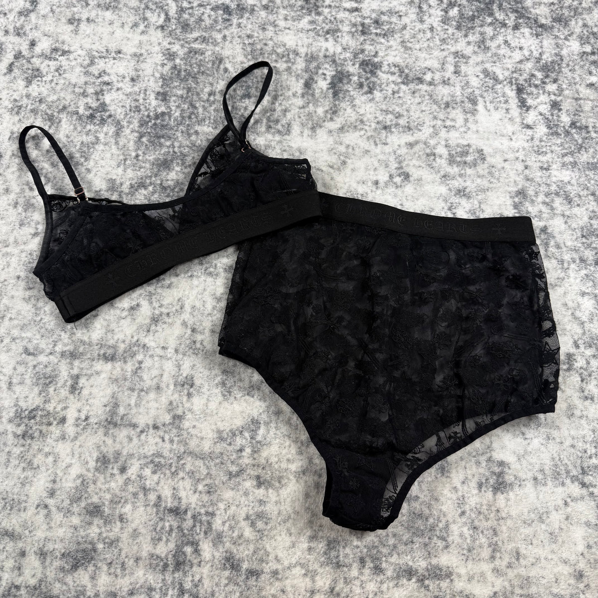 Chrome Hearts Lace Underwire Bra Lace and High-Waisted Brief