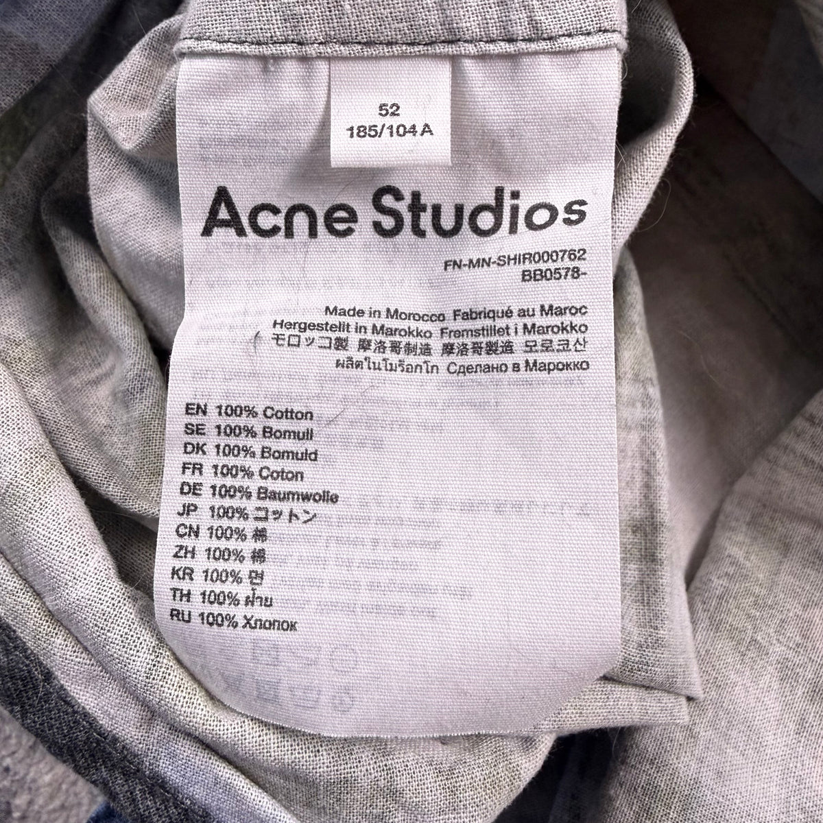 ACNE STUDIOS Cotton Patchwork Printed Button Up Shirt