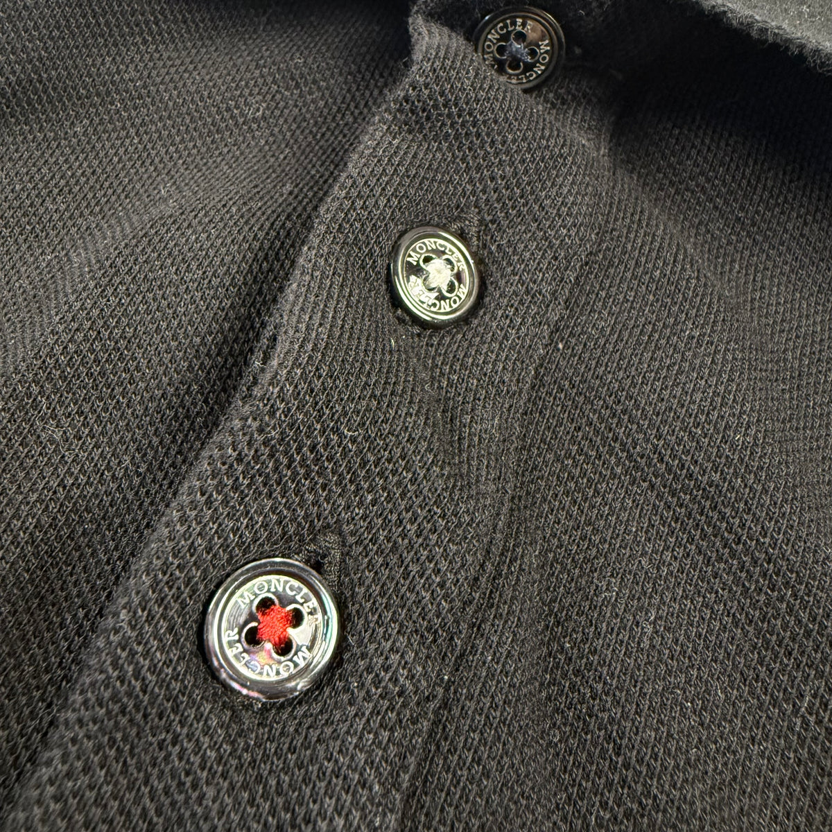 Moncler Logo Patch Tricolor Trim Polo Shirt