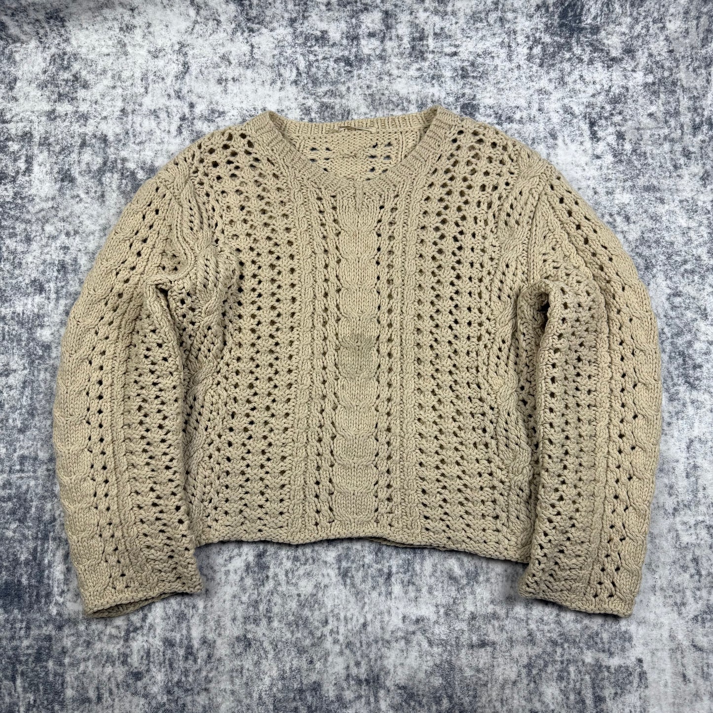 Yohji Yamamoto Fisherman Cable Knit Wool ‘Beige’ Sweater