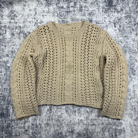 Yohji Yamamoto Fisherman Cable Knit Wool ‘Beige’ Sweater