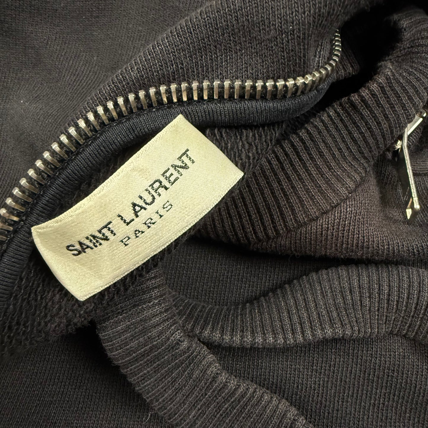 Saint Laurent collar zip black sweatshirt by Hedi Slimane