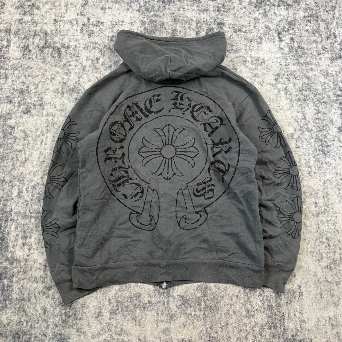 Chrome Hearts Vintage Horseshoe Cross ‘Gray’ Zip Up Hoodie