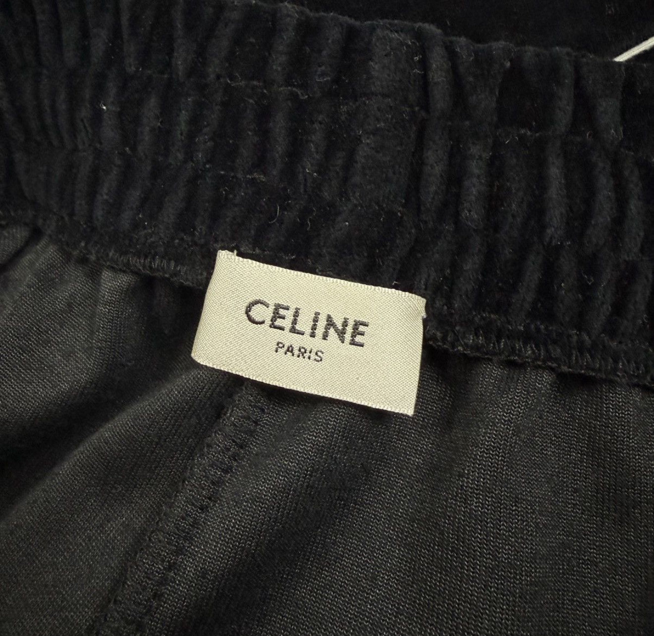 Celine Straight Leg Track ‘Black’ Velvet Pants