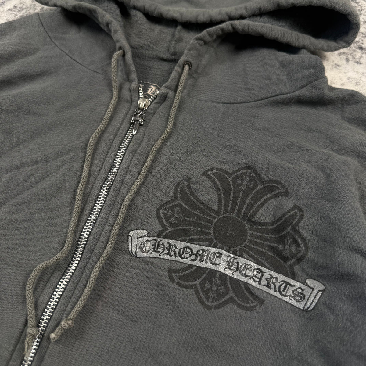 Chrome Hearts Vintage Horseshoe Cross ‘Gray’ Zip Up Hoodie