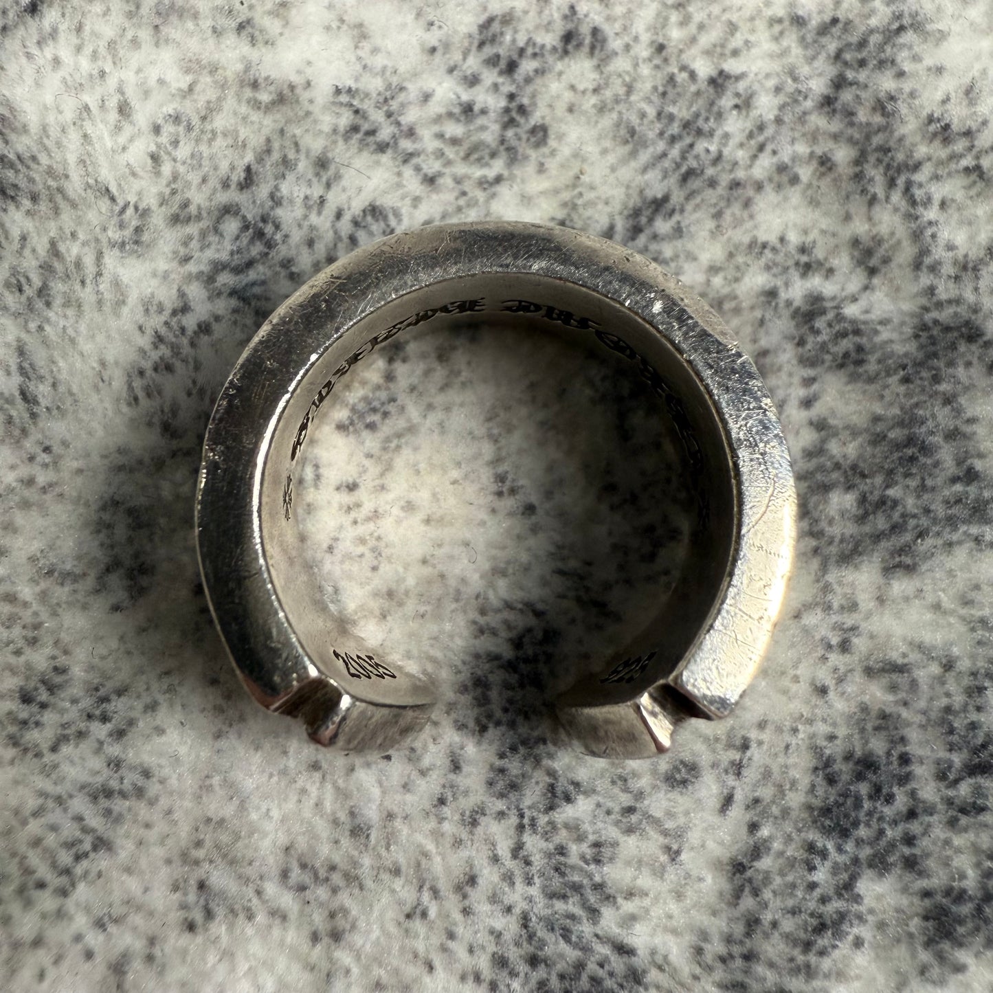 Chrome Hearts Large Scroll Label Silver Ring