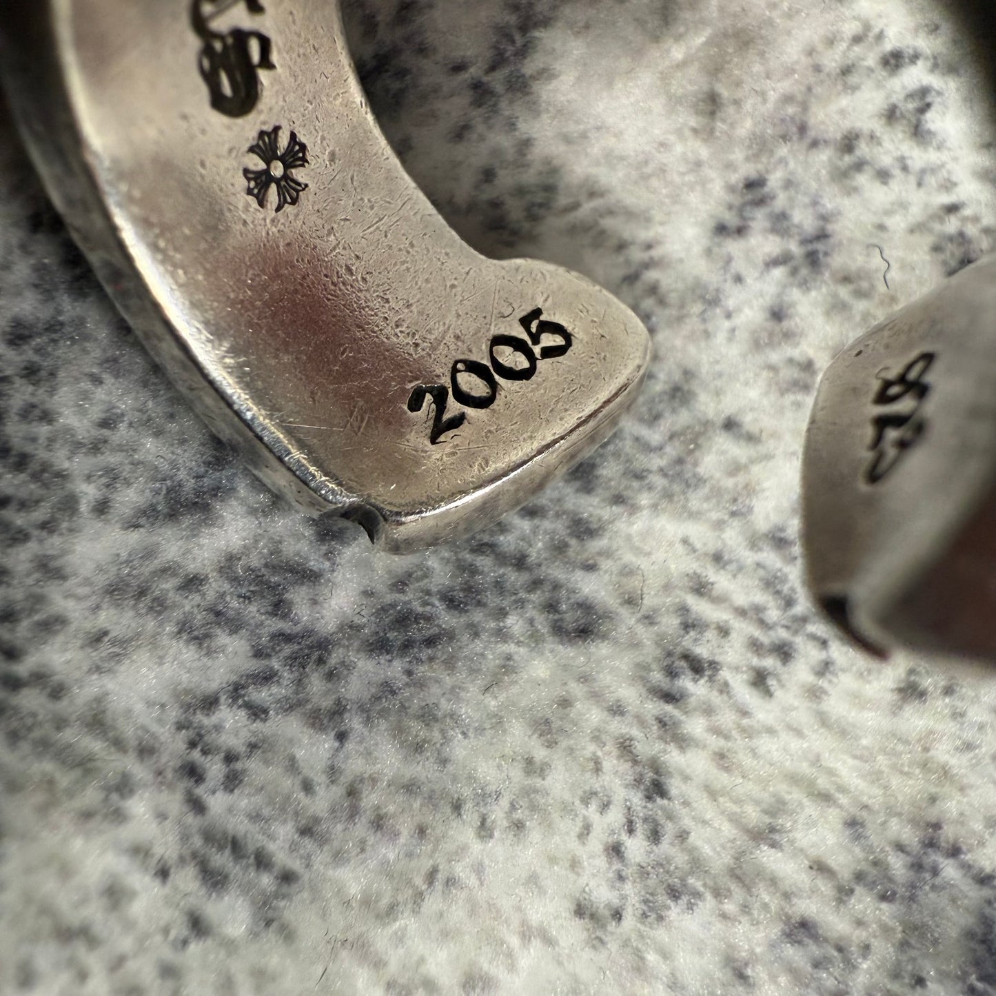 Chrome Hearts Large Scroll Label Silver Ring