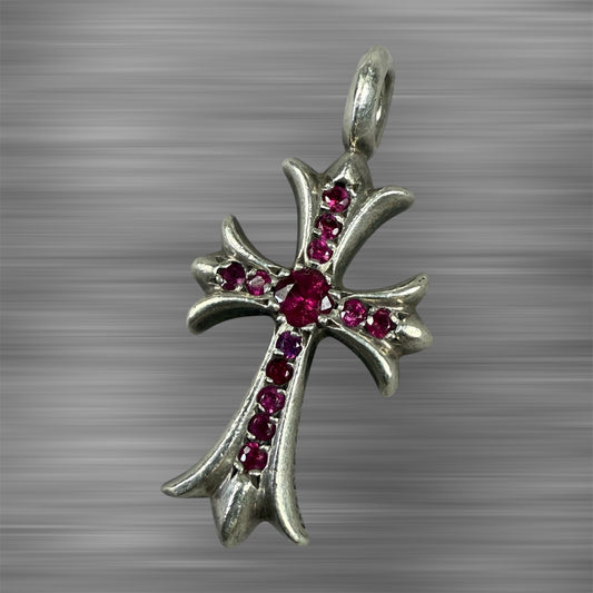 Chrome Hearts Tiny Ruby Cross Pendant